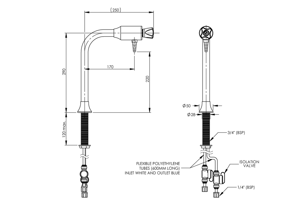 Type 17 Bench Mounted Reverse Osmosis Water Laboratory Tap – Enware