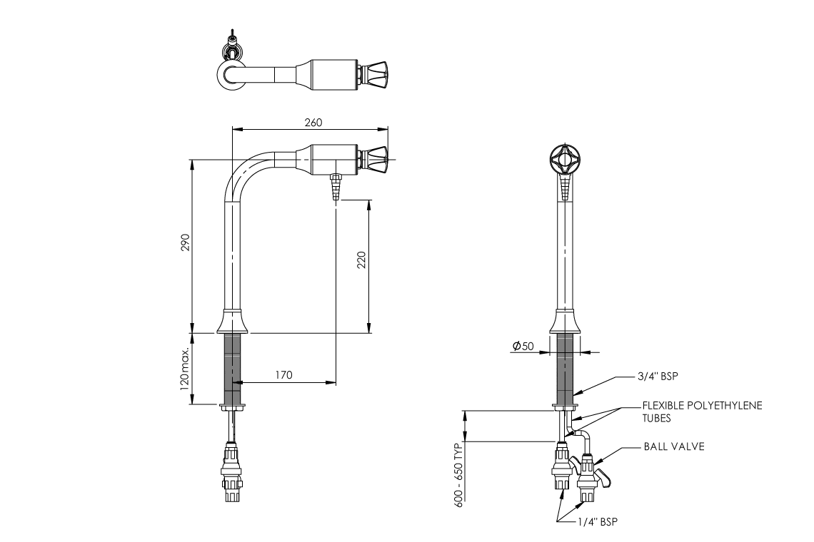 Laboratory Mixing Set: Type 17 Bench Mounted - Reverse Osmosis Tap
