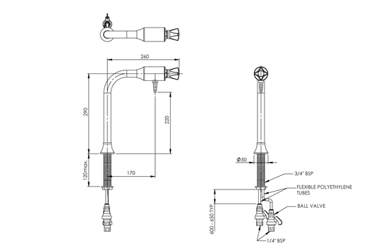 Laboratory Mixing Set: Type 17 Bench Mounted - Reverse Osmosis Tap