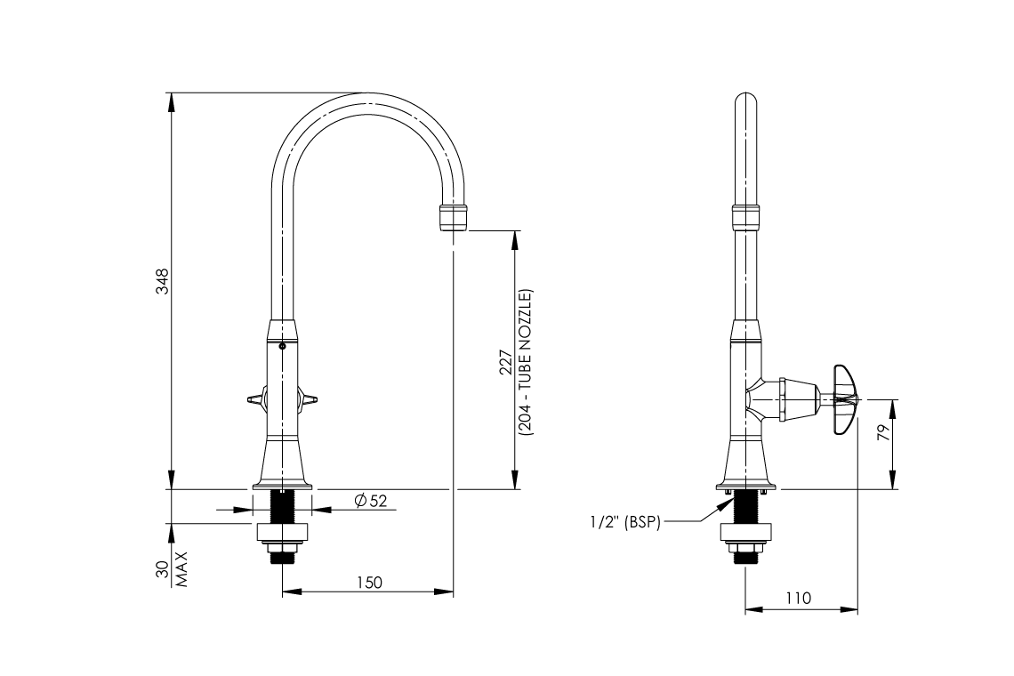 Type 16A Laboratory Stop Tap Swivel and Fixed Outlet Aerated/ Tube Nozzle - School Pattern Handle 1/4 Turn Ceramic Disc