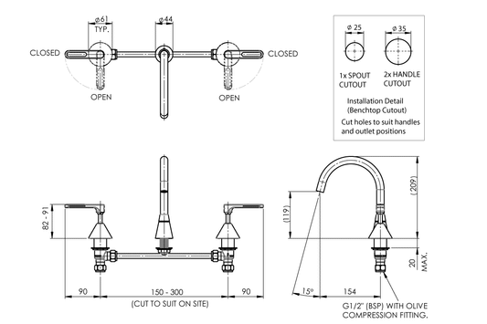 Livia Basin Set - Swivel Spout