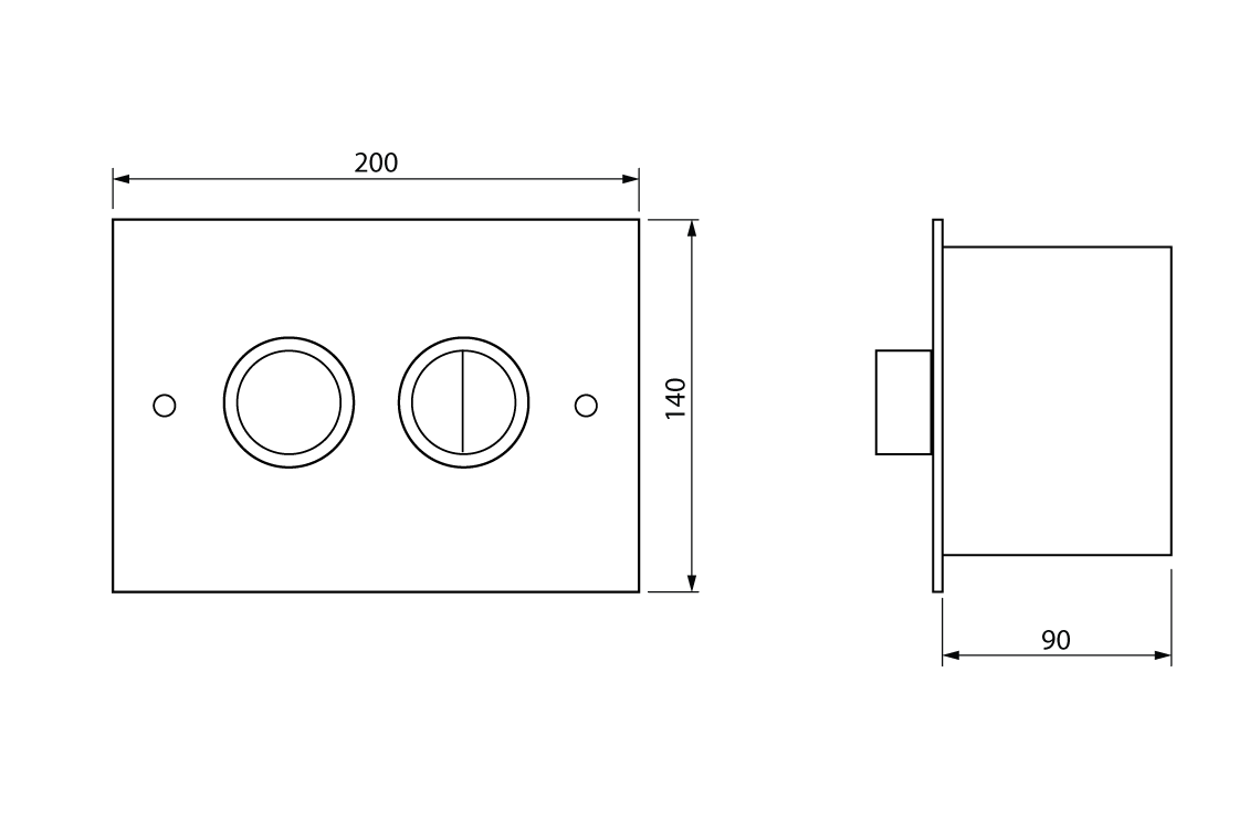 Restore Pneumatic In-Wall Dual Flush Cistern with Raised Buttons Anti-Vandal Plate 4.5/3L