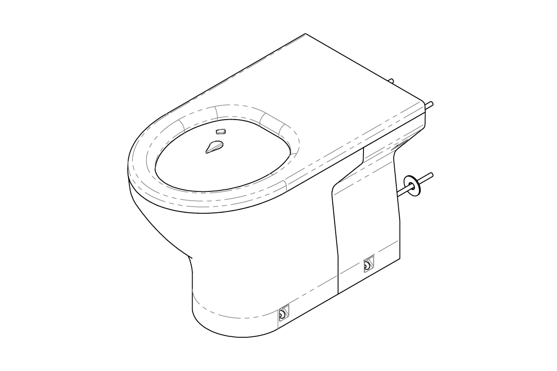 Restore Secure Anti-Ligature Solid Surface Wall Faced Pan Ambulant Toilet
