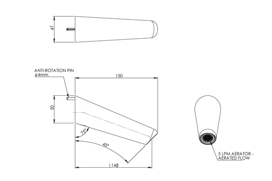 Restore Mental Health Wall Basin Outlet 150mm - Vandal Resistant