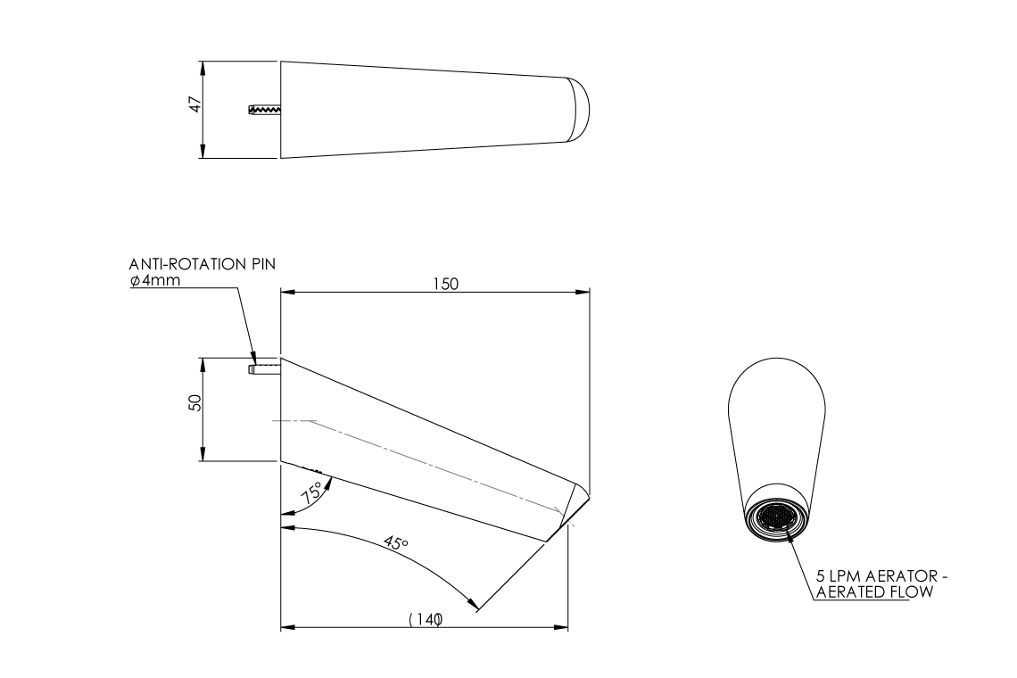 Restore Mental Health Wall Basin Outlet 150mm - Vandal Resistant