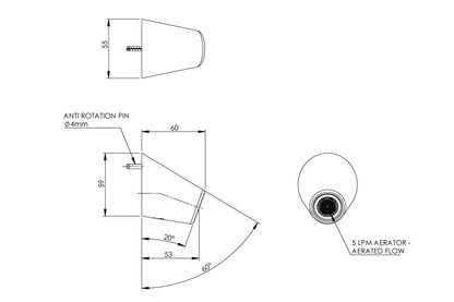 Restore Mental Health Wall Basin Outlet 60mm - Anti-Ligature