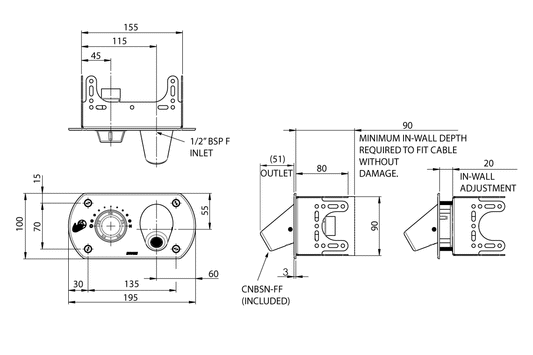 Restore: Wall Basin Mixer Control Panel - Outlet
