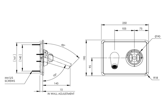 Restore Mental Health In-Wall Sequential Mixer with 150mm Outlet - Front-of-Wall Assembly