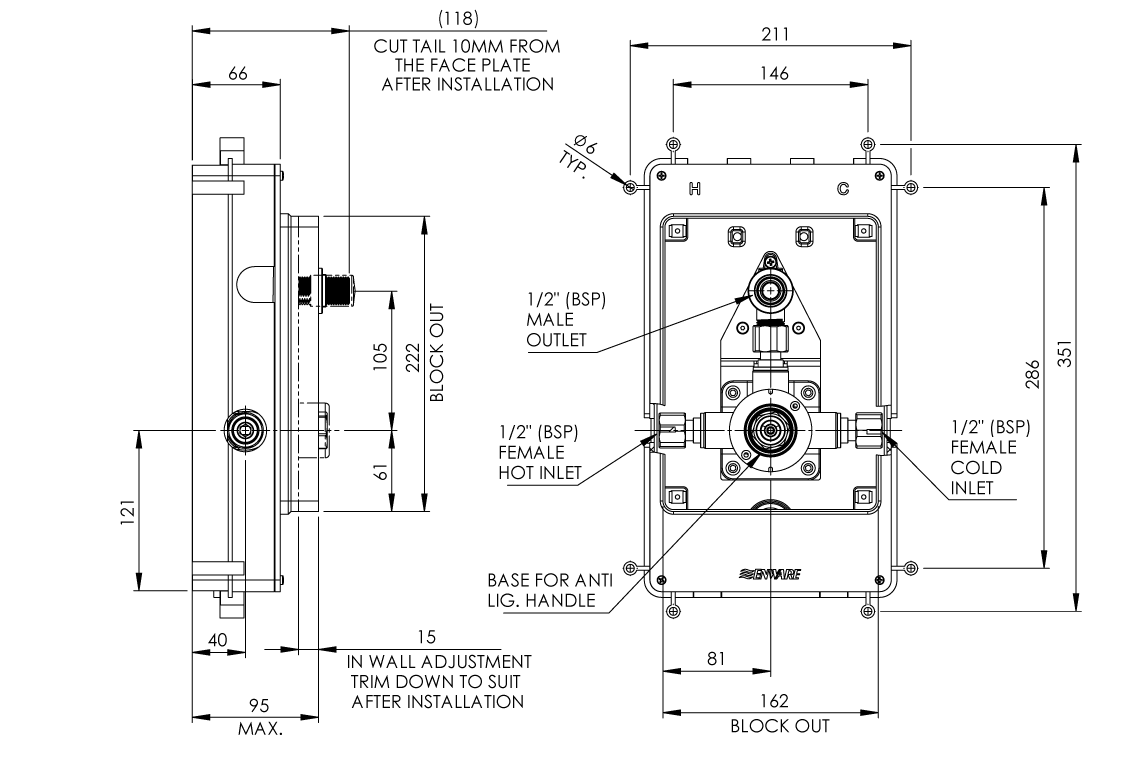 Restore Mental Health In-Wall Sequential Mixer with Outlet - Back-of-Wall Assembly