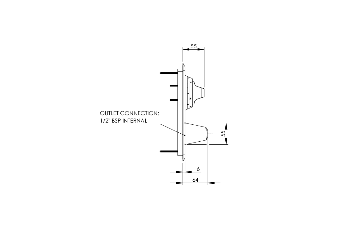 Restore Mental Health In-Wall Sequential Mixer with Short Outlet - Front-of-Wall Assembly