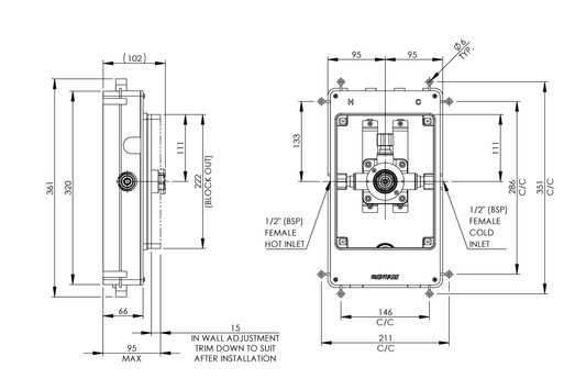 Restore Mental Health Wall Mixer - Back-of-Wall Assembly