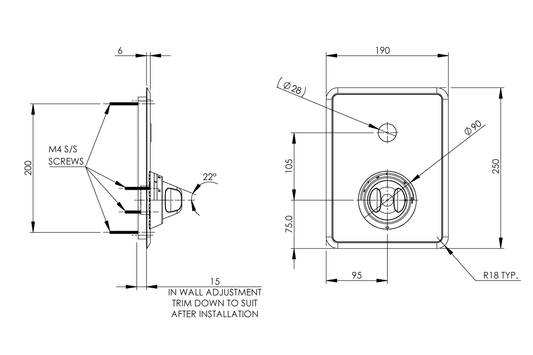 Restore Mental Health Wall Mixer with Piezo Touch Time Flow - Front-of-Wall Assembly