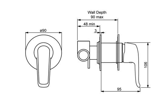 Oras: Safira - In-Wall Compact Shower Mixer