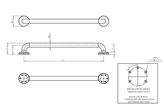 Grab Rail Ss 600X32 Conc.