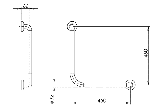 Grab Rails S/S 90 Deg 450X450 (1 X Pair)