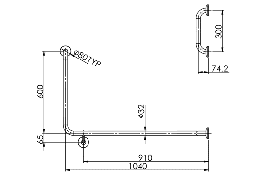 Grab Rail S/S Kit Rh Accessible Toilet