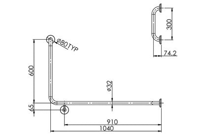 Grab Rail S/S Kit Rh Accessible Toilet