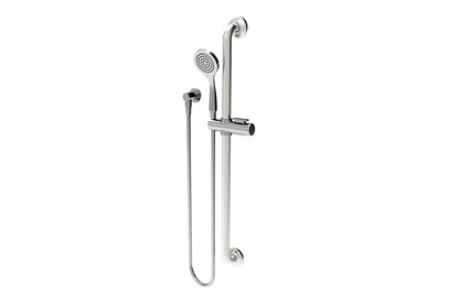 Chrome Hand Held Shower - Smooth Hose - 900mm Stainless Steel Grab Rail