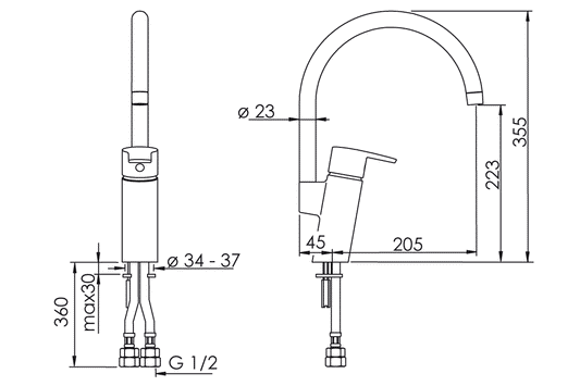 Oras Cubista Sink Mixer Gooseneck Spout - Aerated 6 Star