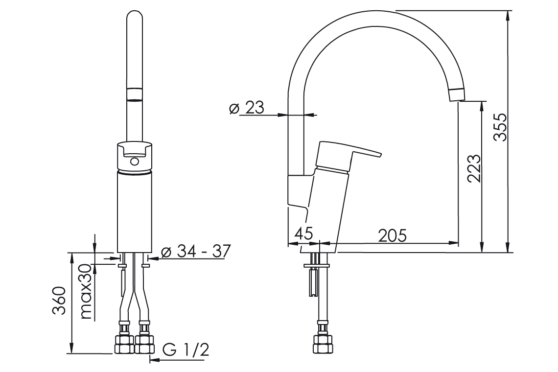 Oras Cubista Sink Mixer Gooseneck Spout - Aerated 6 Star