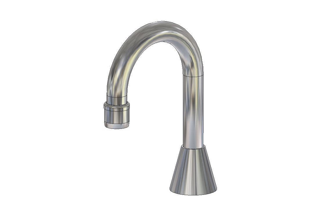 Hob Mounted: Curved Basin Spout - Fixed Outlet - 100mm