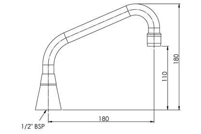 Hob Mounted Standard Sink Spout -180mm