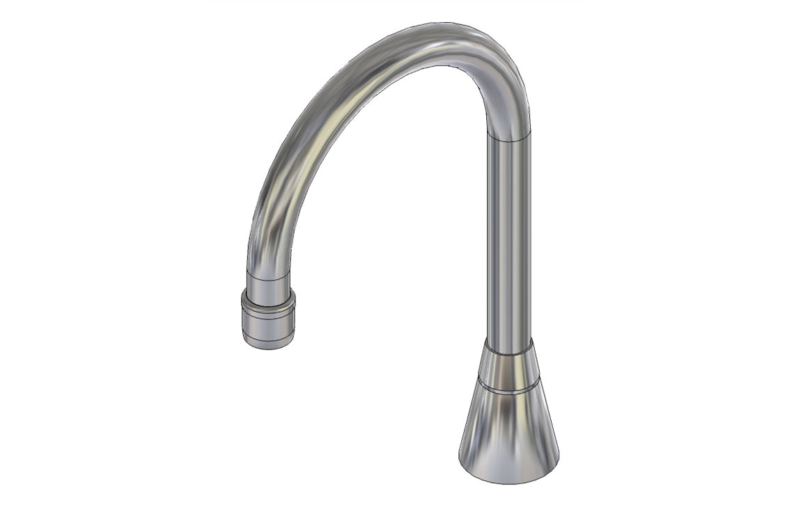 Hob Mounted Curved Sink Spout - Swivel Outlet 150mm