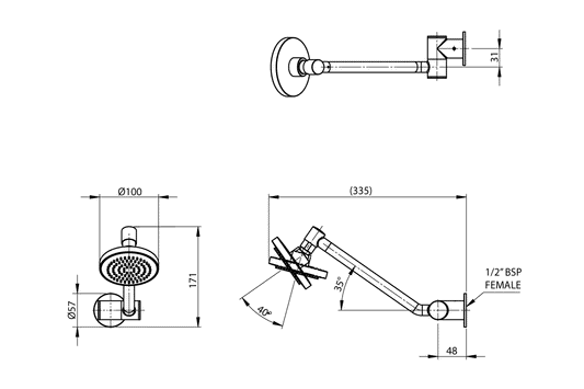 Multi-Direction Chrome Shower Head