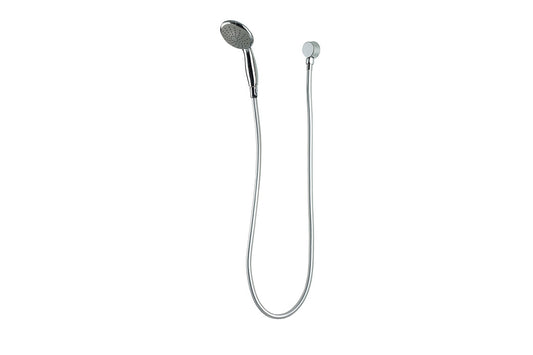 Chrome Hand Held Shower and Satin Chrome 1500mm Hose with Wall Elbow