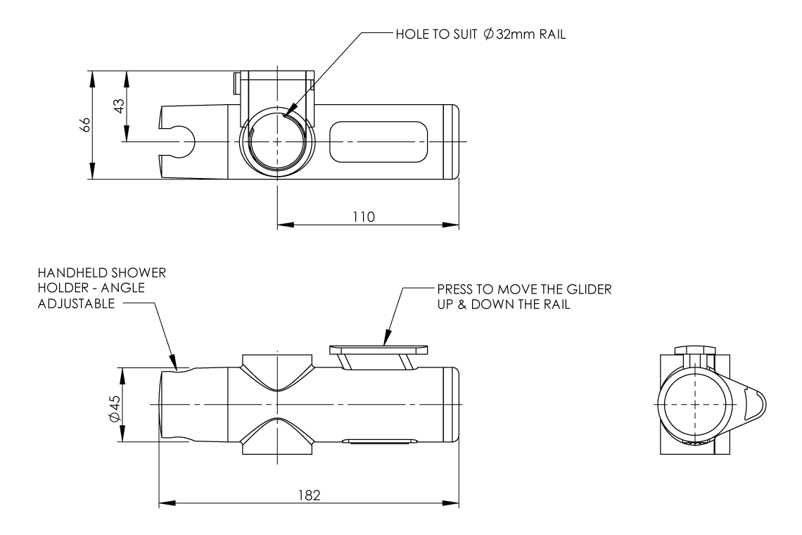 Shower Slider  - Chrome