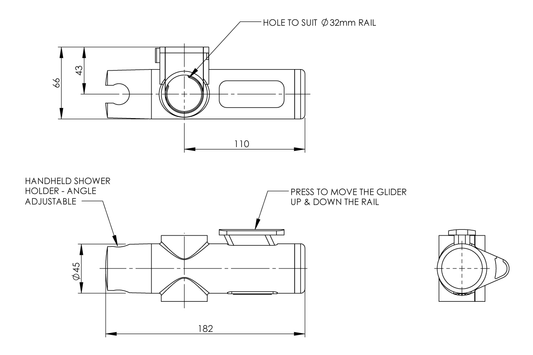Shower Slider  - Chrome