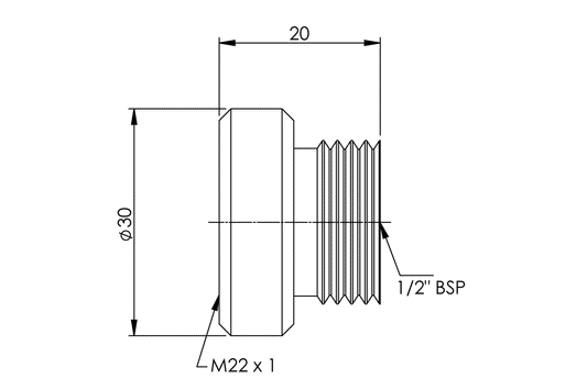 Hose Adaptor - No 3 - M22x1 F/Male x 15mm BSP