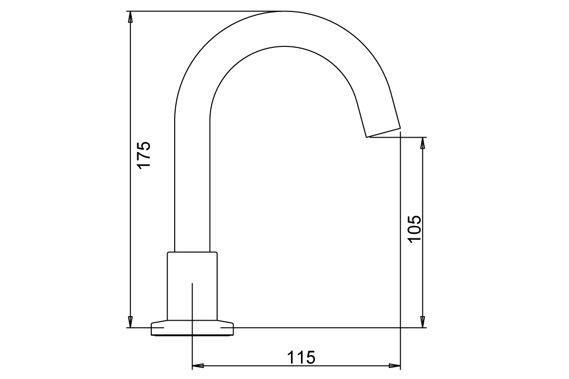 Cache Hob Mounted Curved Basin Spout - 115mm - Fixed