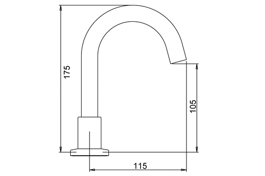 Cache Hob Mounted Curved Basin Spout - 115mm - Fixed Outlet