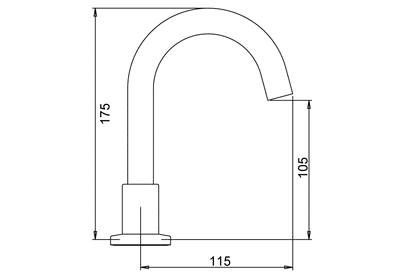 Cache Hob Mounted Curved Basin Spout - 115mm - Fixed Outlet