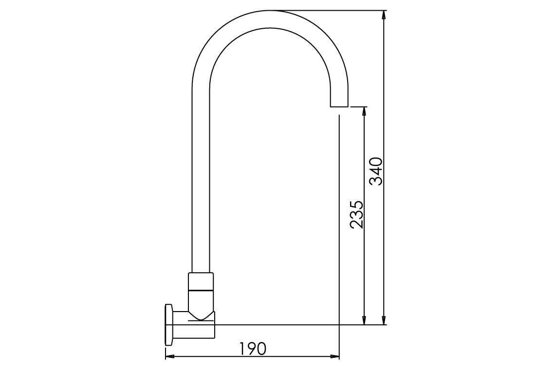 Cache Wall Mounted Curved Swivel Spout - High Version - 190mm