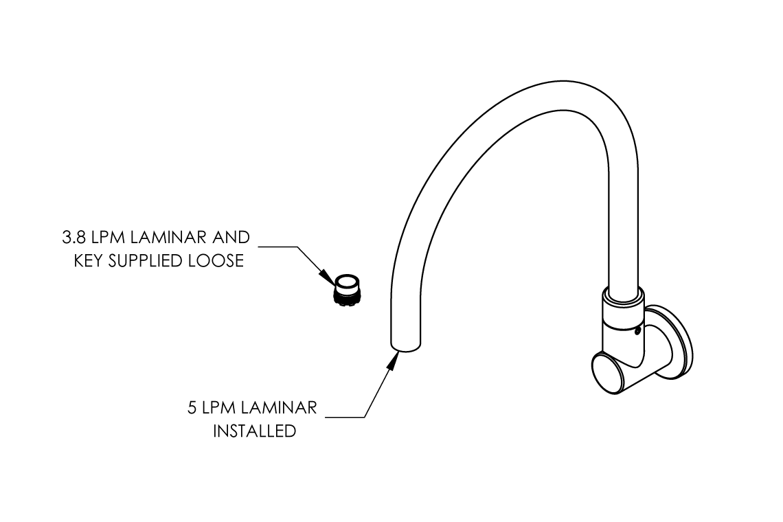 Cache Wall Mounted Curved Swivel Spout - 240mm