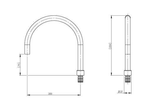 Gooseneck Spout 200mm No Base - Laminar 5Lpm