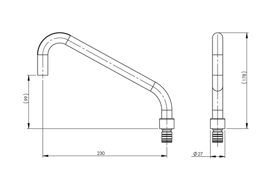 Sink Spout 230mm No Base - Laminar 5Lpm