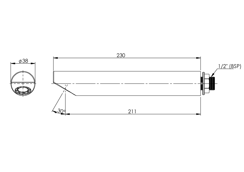 Cache Wall Mounted Fixed Spout for Wall Sensor - 250mm