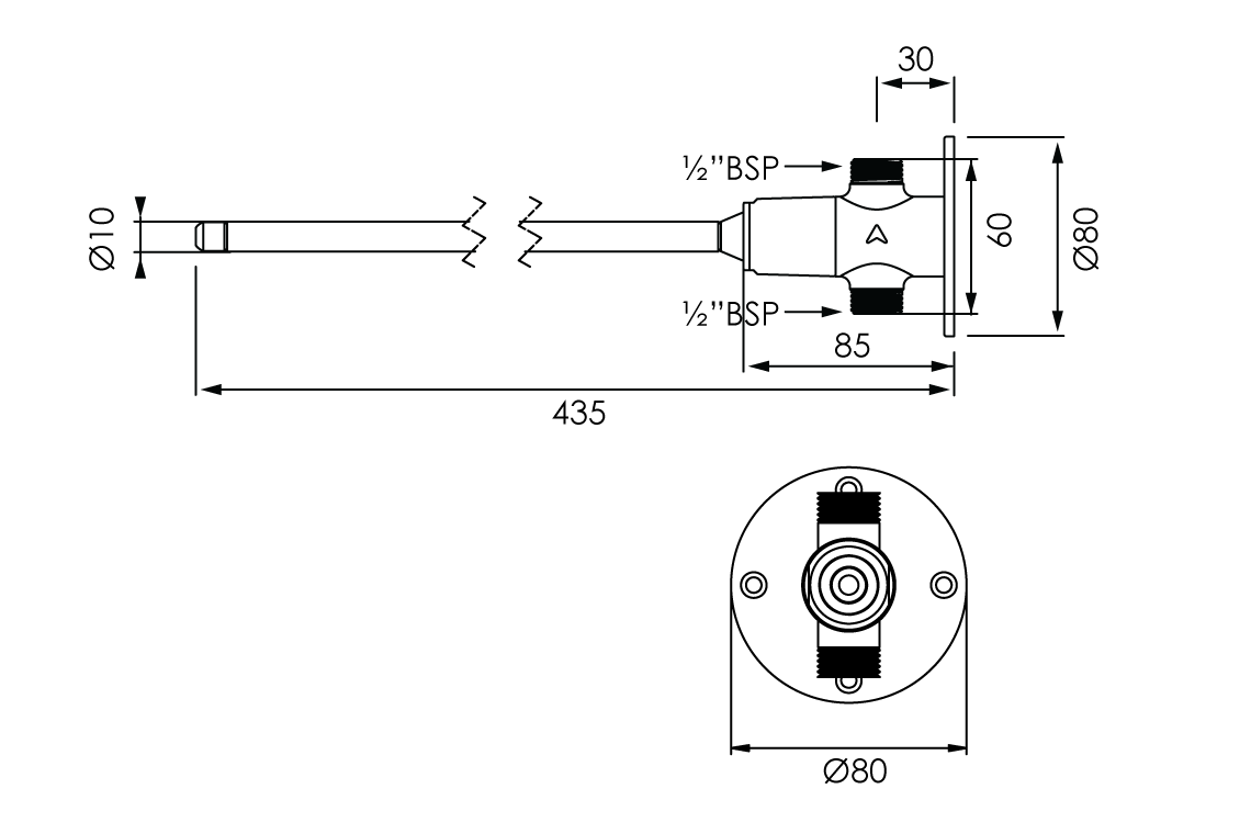 Delabie: Knee Operated Straight Time-Flow Valve