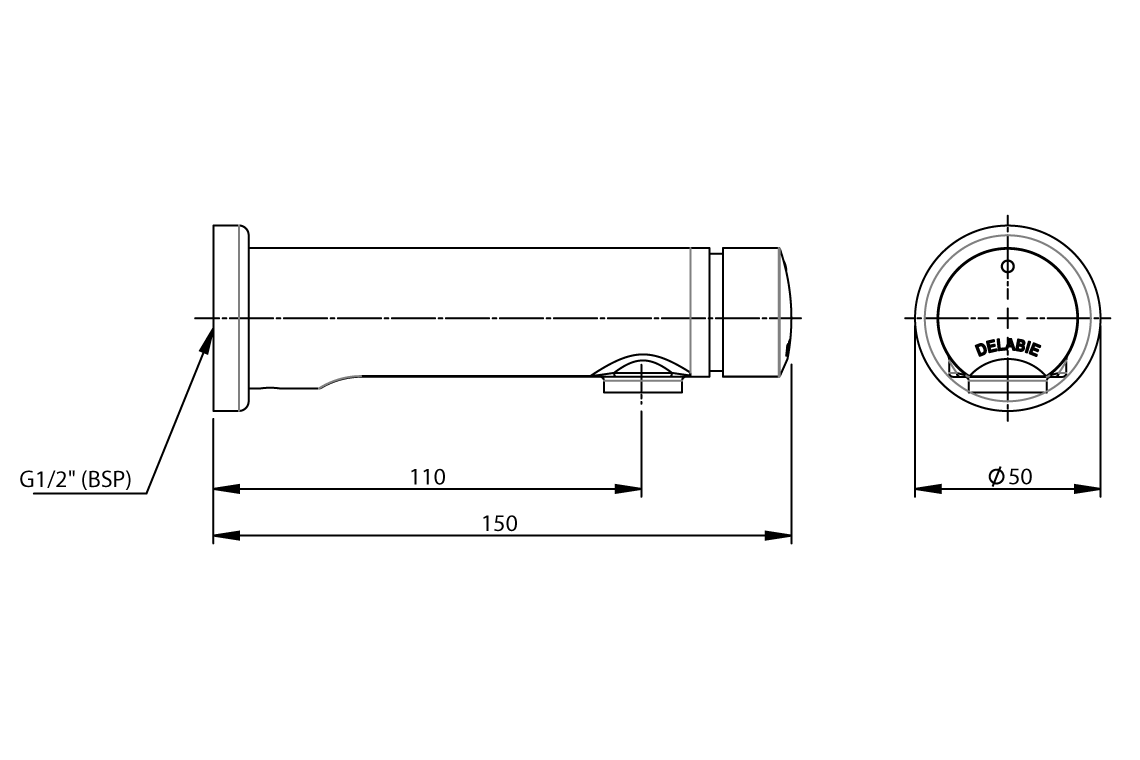 Delabie TempoSoft Time-Flow Wall Tap - 7 Seconds
