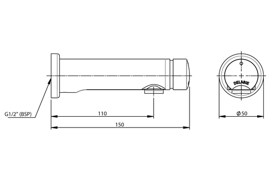 Delabie TempoSoft Time-Flow Wall Tap - 7 Seconds