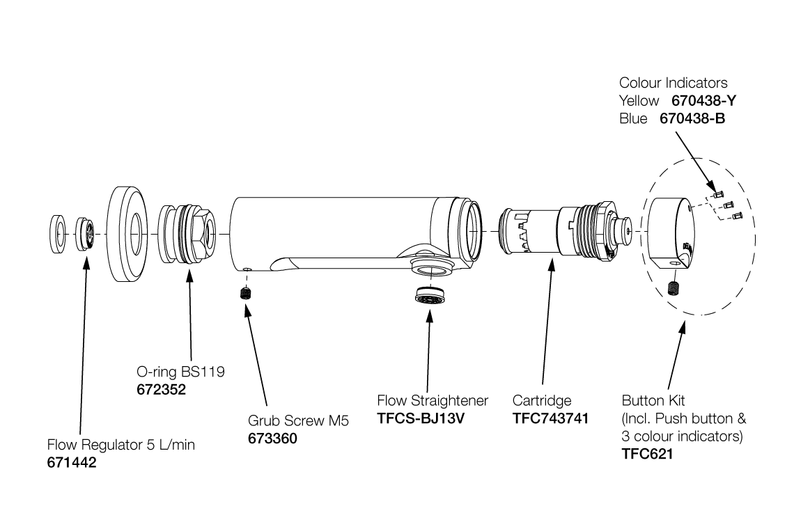 Delabie TempoSoft Time-Flow Wall Tap - 7 Seconds