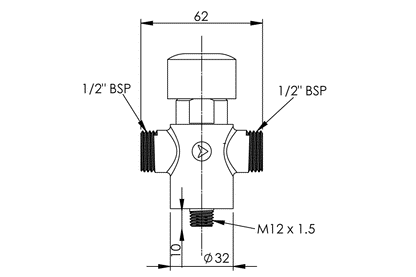 Delabie: Tempostop Time-Flow Shower Valve - Exposed - Push Button - 15 Seconds (-5/+5)