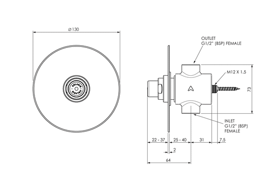 Delabie: Tempostop Shower Valve - Recess Lead Free
