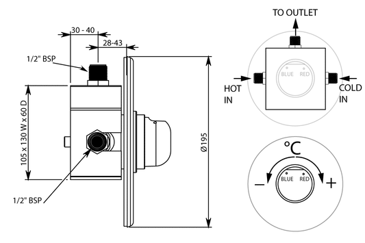 Delabie: TempoMix Shower Mixer - Recess Lead Free