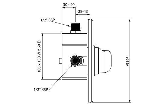 Delabie TempoMix Shower Mixer - Recess - Lead Free