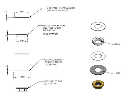Delabie: TempoSoft Time-Flow Basin Tap - Adapter Kit 35mm Tap Hole