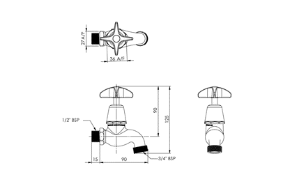 School Pattern: Hose Tap 15mm - Jumper Valve - MI